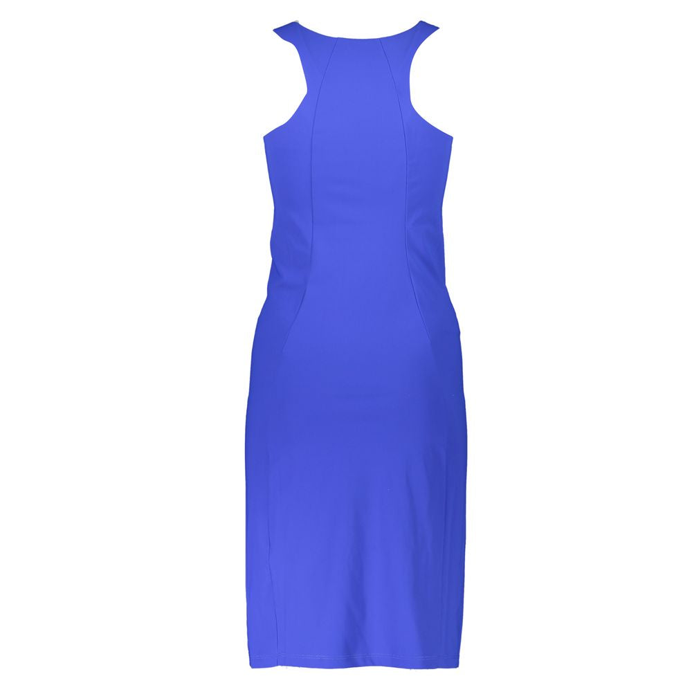 Patrizia Pepe Elegant Blue Crew Neck Dress with Logo Detail Patrizia Pepe Royal Blue