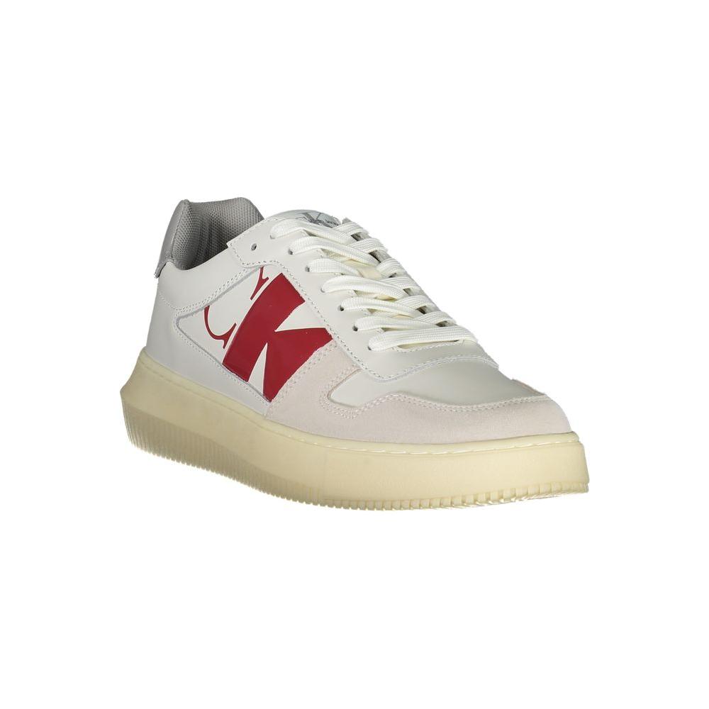 Calvin Klein Sleek White Lace-Up Sneakers with Contrast Details Calvin Klein Gray