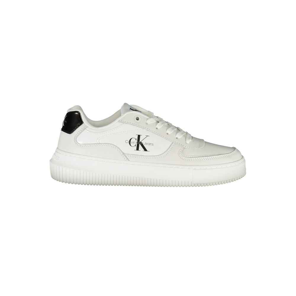 Calvin Klein Sleek White Lace-Up Sneakers with Contrast Details Calvin Klein Light Gray