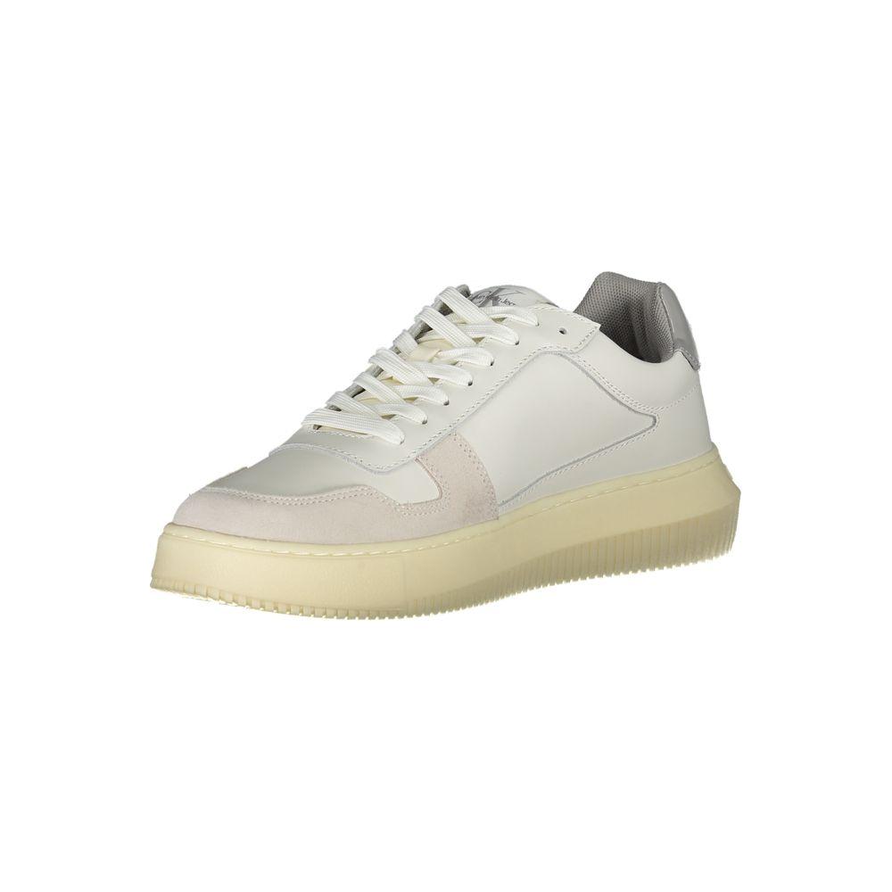 Calvin Klein Sleek White Lace-Up Sneakers with Contrast Details Calvin Klein Gray