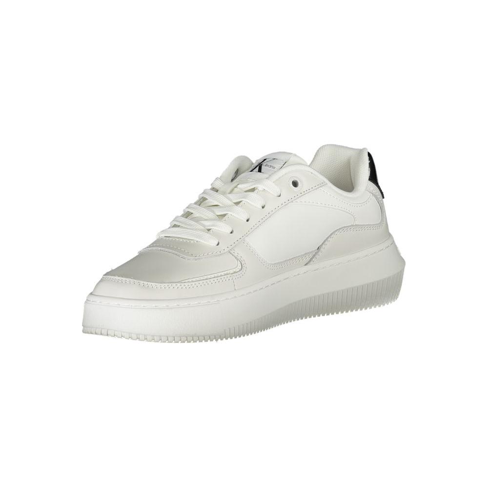 Calvin Klein Sleek White Lace-Up Sneakers with Contrast Details Calvin Klein Light Gray