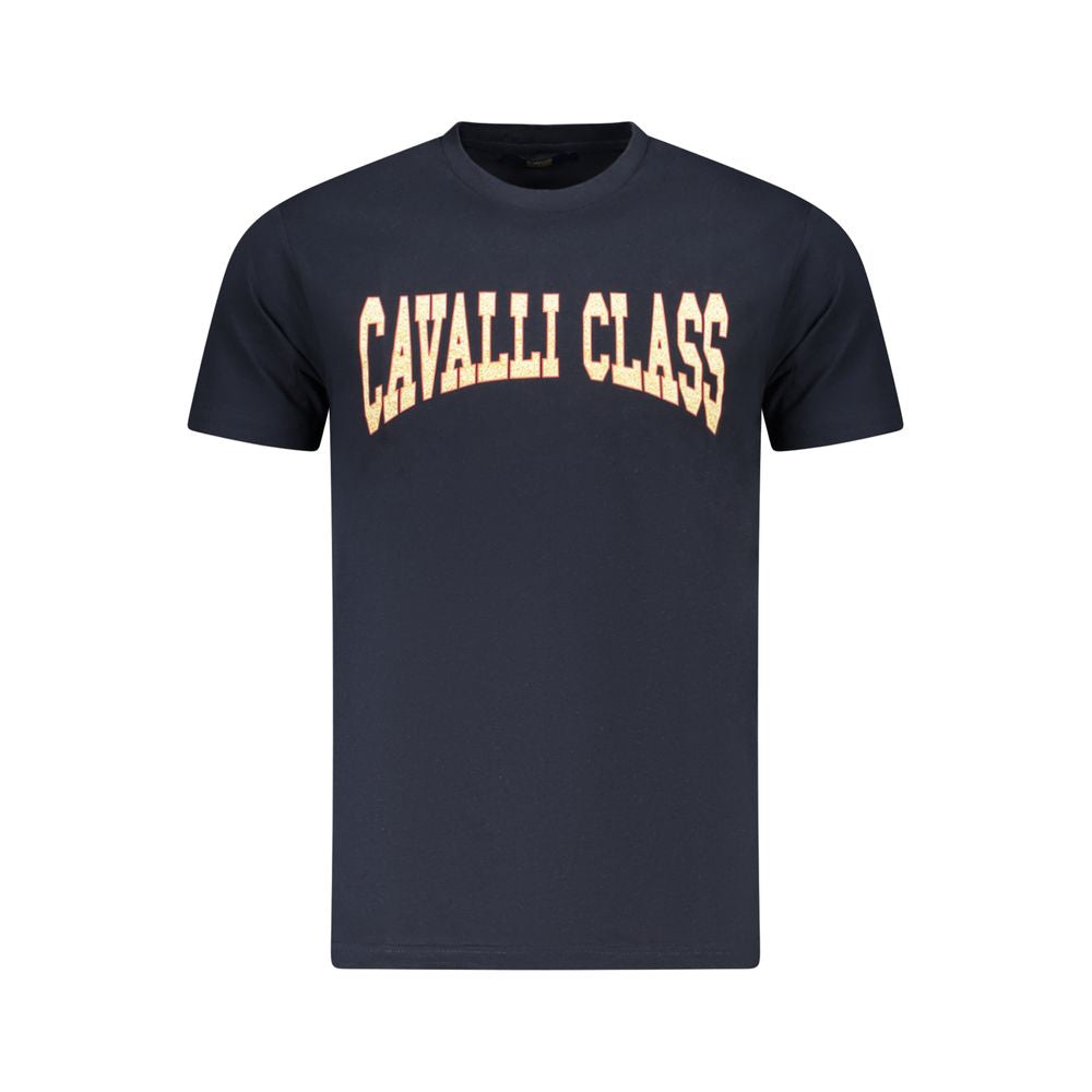 Cavalli Class Blue Cotton Men T-Shirt Cavalli Class Dark Slate Gray