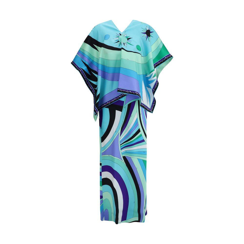 Emilio Pucci Iride print long Dress with cape Emilio Pucci Medium Aquamarine