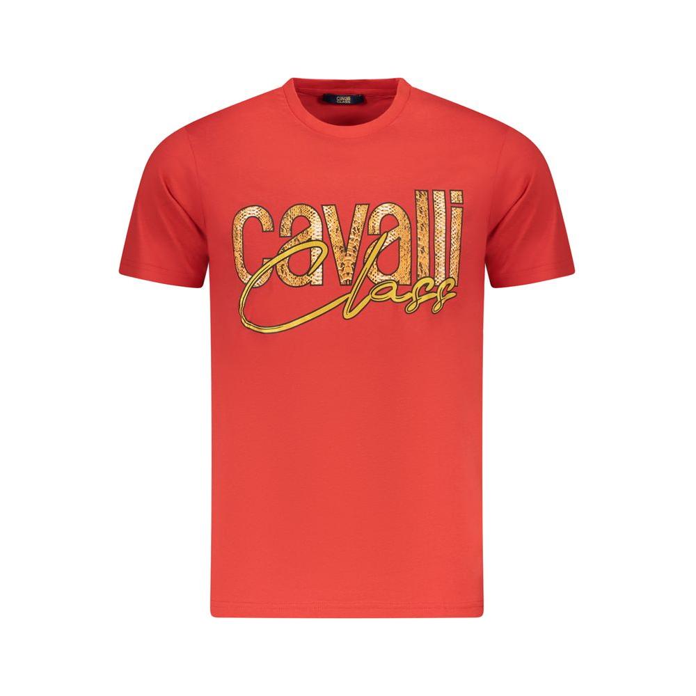 Cavalli Class Red Cotton Men T-Shirt Cavalli Class Tomato