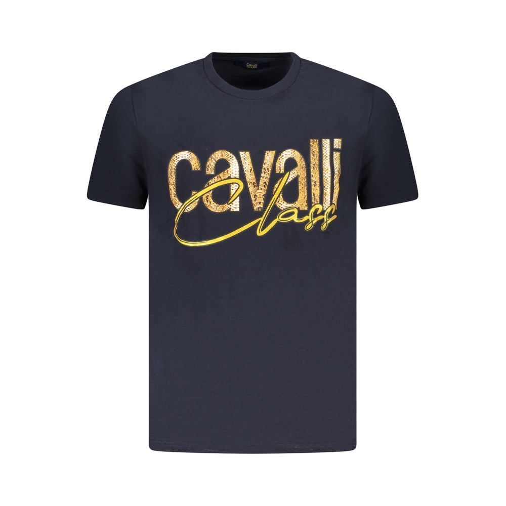 Cavalli Class Blue Cotton Men T-Shirt Cavalli Class Dark Slate Gray