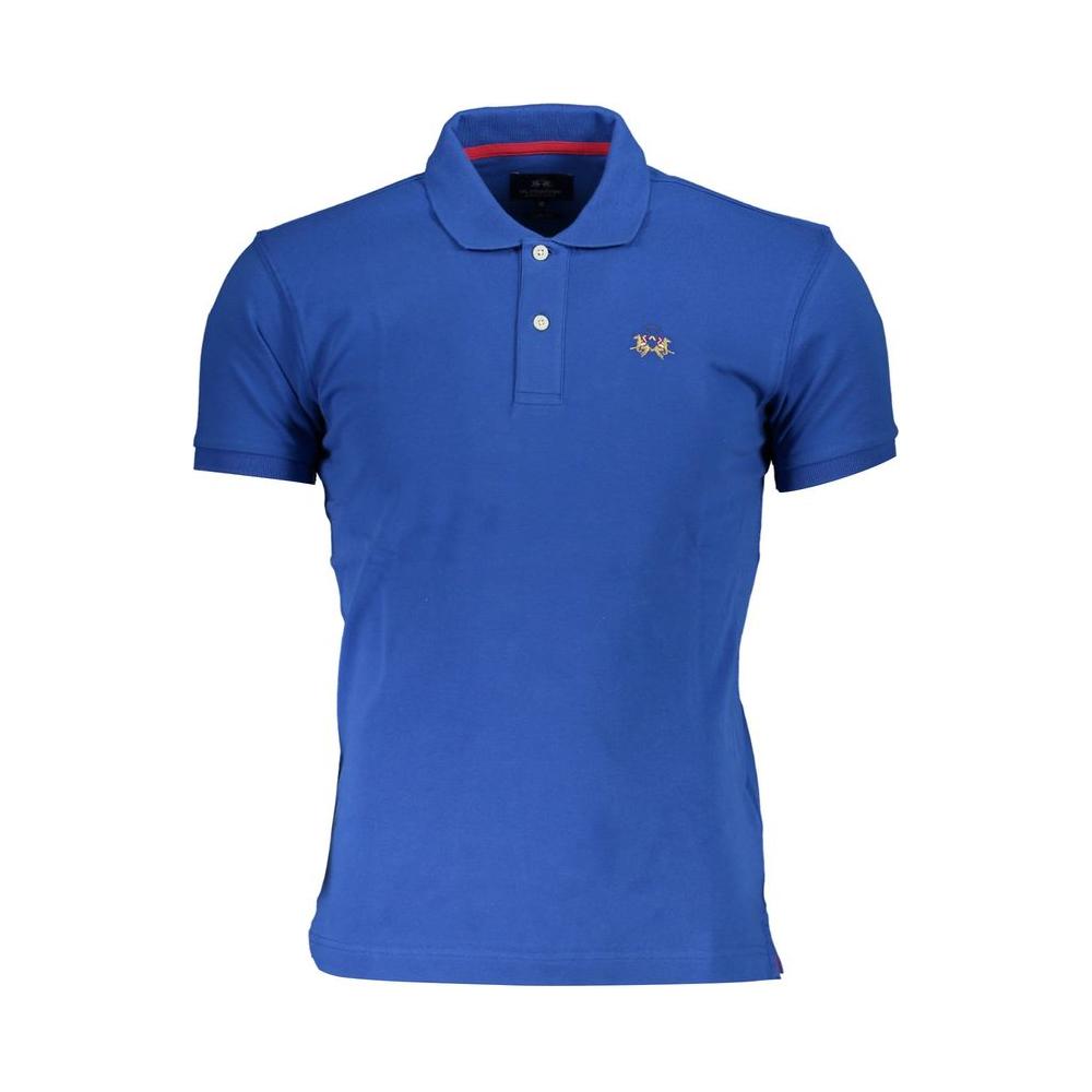La Martina Blue Cotton Men Polo Shirt La Martina Dark Slate Blue