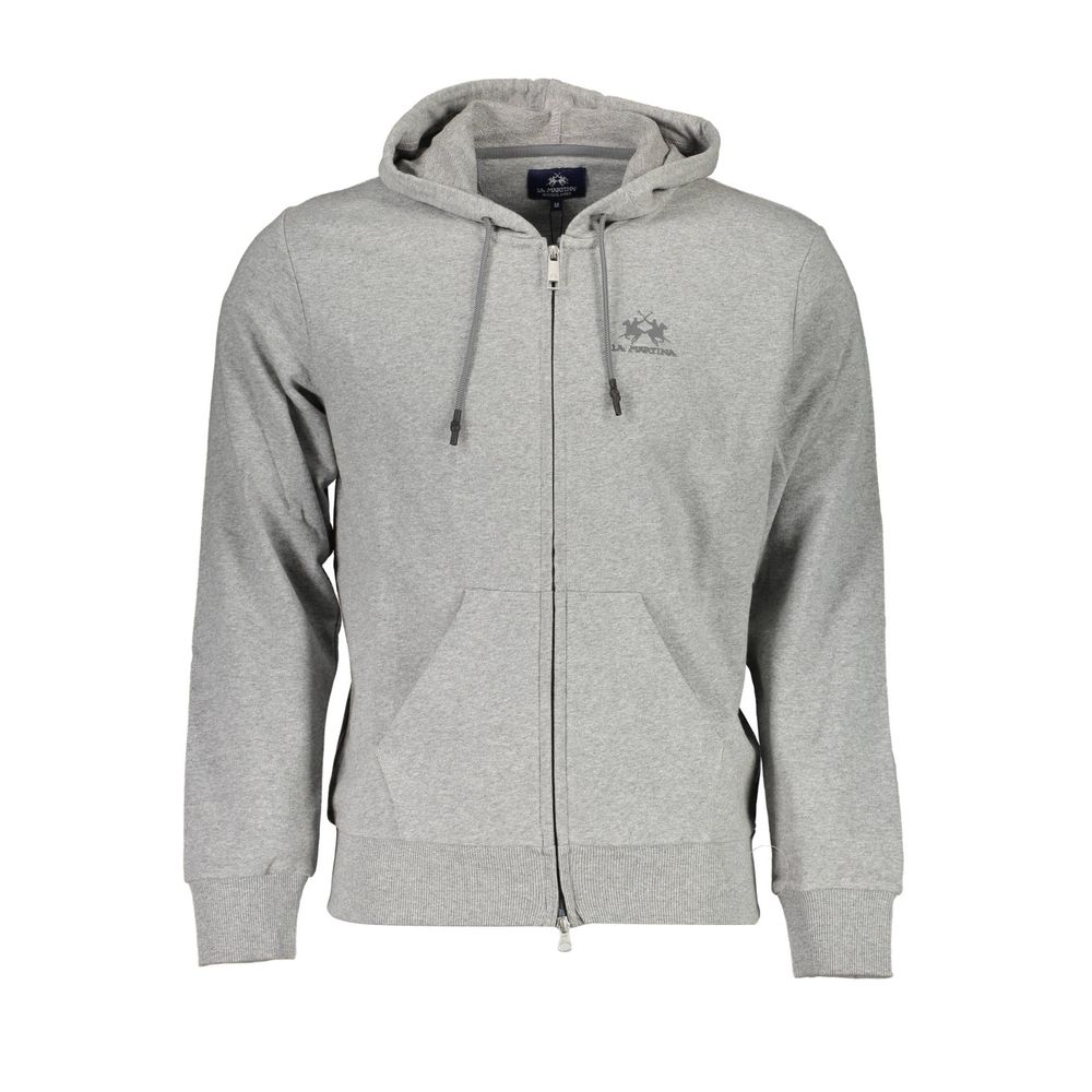 La Martina Gray Cotton Men Sweater La Martina Dark Gray