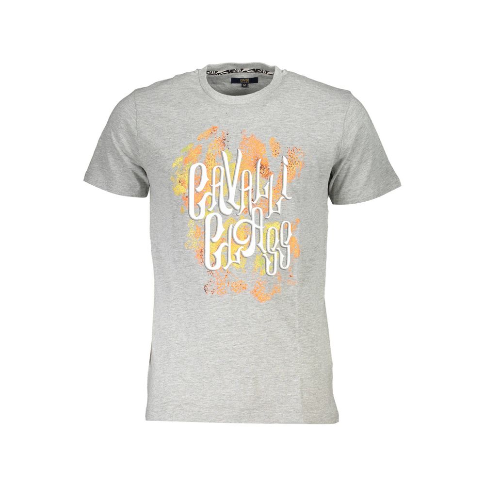 Cavalli Class Gray Cotton Men T-Shirt Cavalli Class Gray
