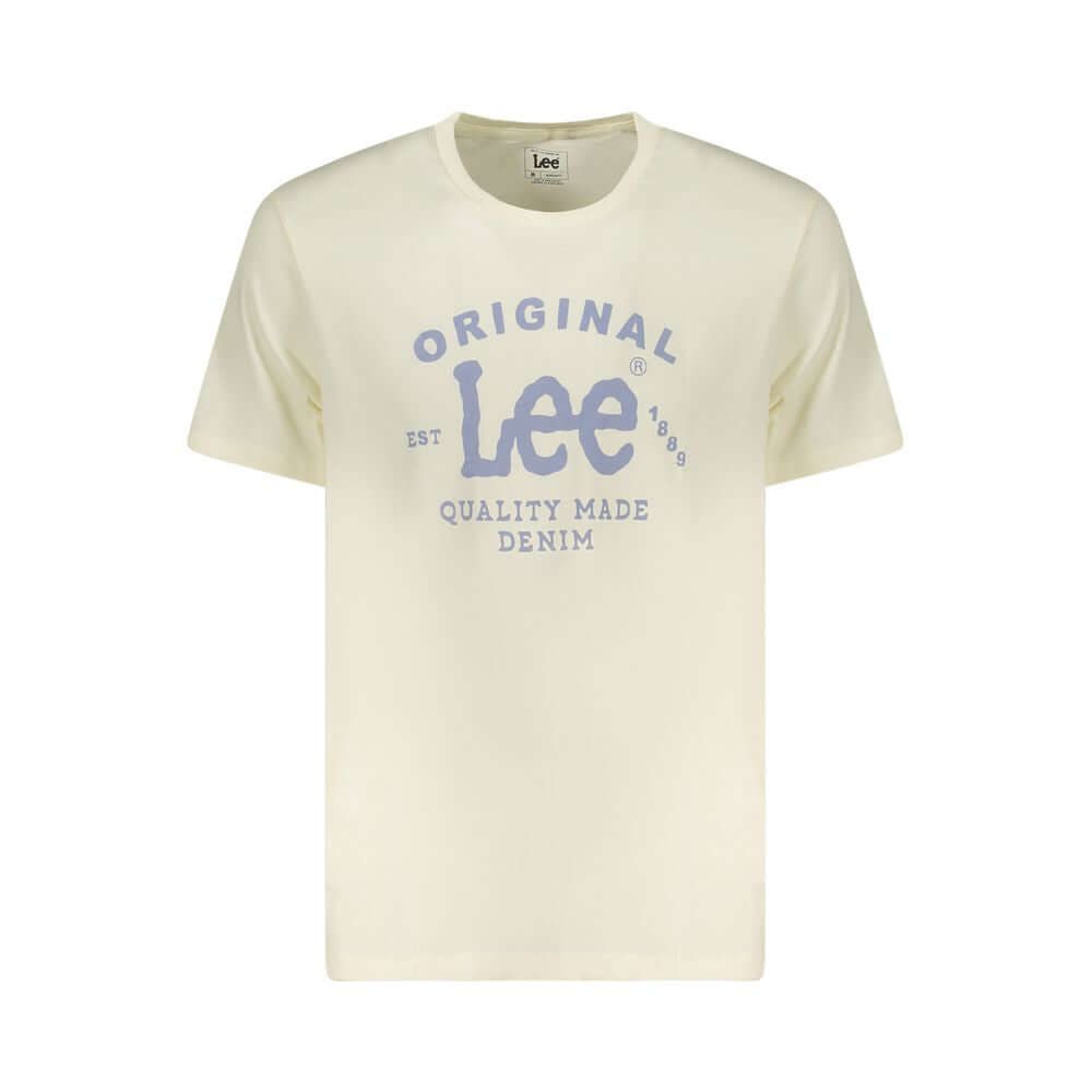 Lee beige cotton men’s T-shirt with oversized logo, short sleeves, crafted from 100% cotton, modern classic style, regular fit.