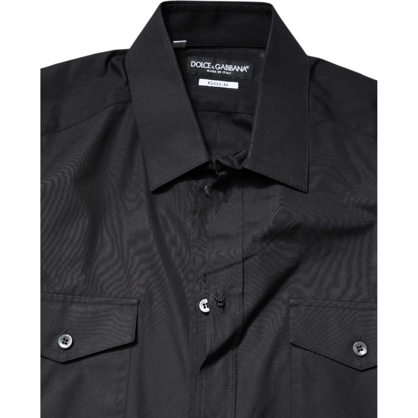 Dolce & Gabbana Black Short Sleeves Cotton GOLD Casual Shirt TSH87829-39