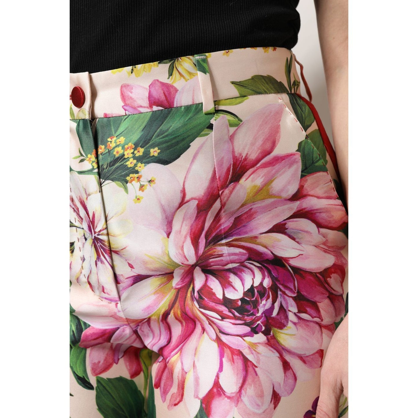 Dolce & Gabbana Multicolor Floral High Waist Straight Pants PAN76312-36