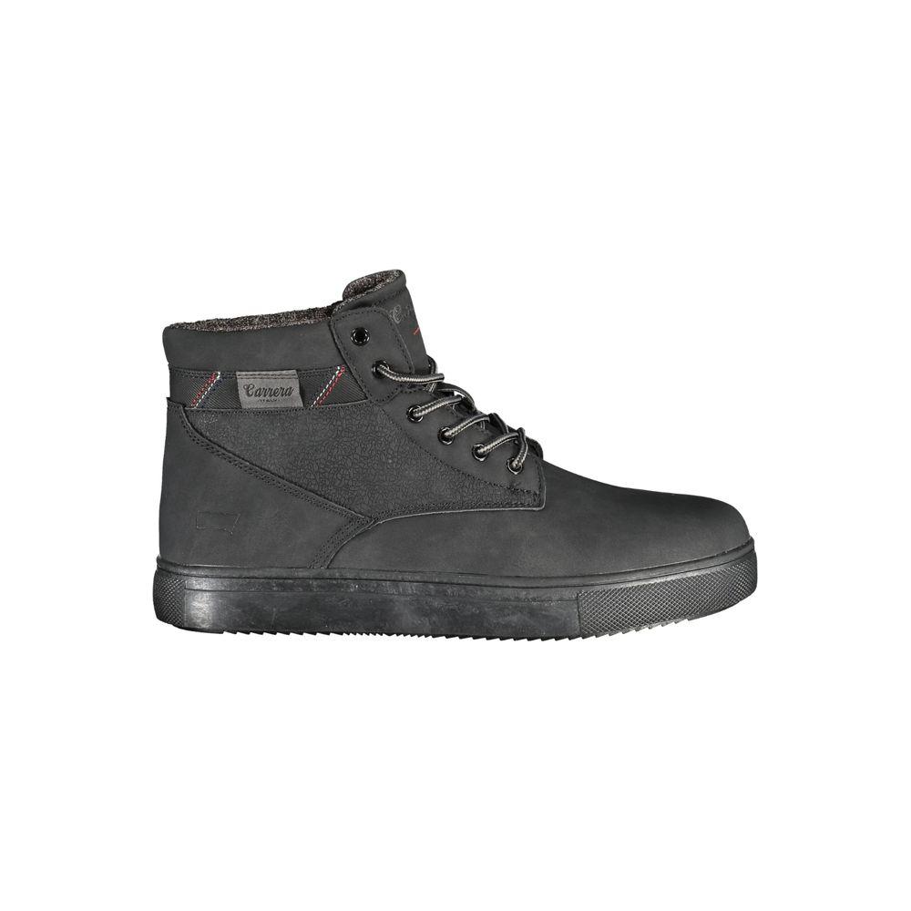 Carrera Chic Black Lace-up Boots with Contrast Details and Logo, 40% Polyester, 60% Polyethylene, Fashionable Footwear, Black, CN