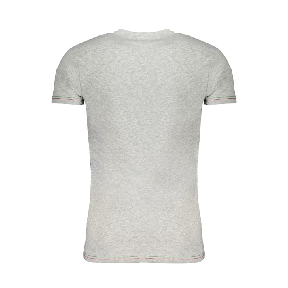 Back view of Aeronautica Militare gray cotton men's T-shirt showcasing subtle contrast details.