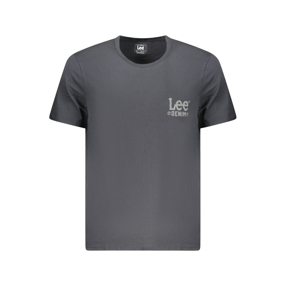 Lee Black Cotton Men T-Shirt featuring short sleeves and subtle logo detail, crafted from breathable 100% cotton for all-day comfort.