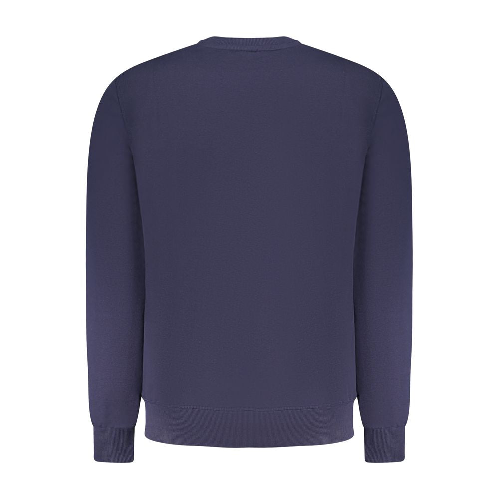 Back view of North Sails blue cotton men's sweater, showcasing its classic crew neck and durable design for a bold lifestyle.