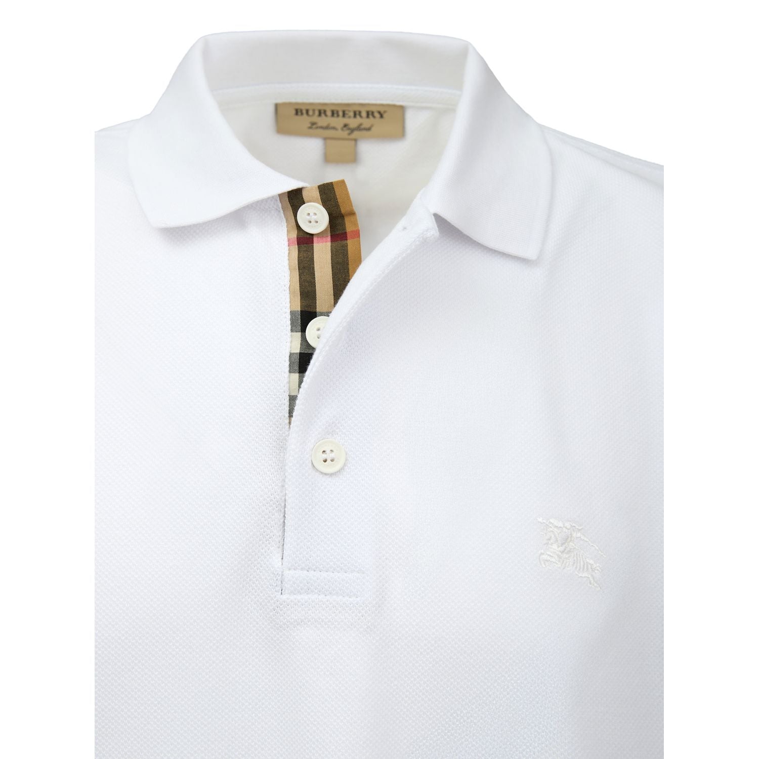 Burberry White Cotton Collared Polo Shirt