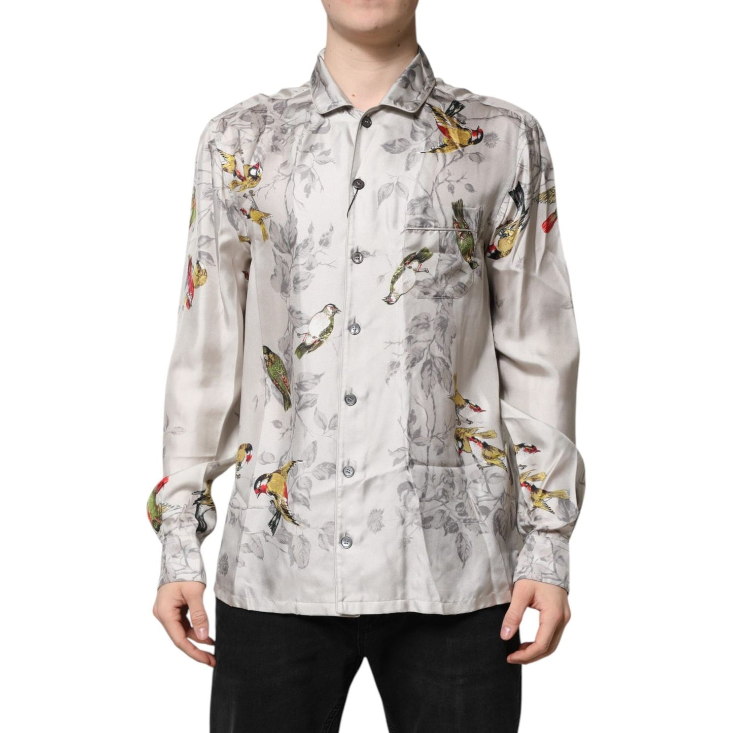 Dolce & Gabbana Multicolor Silk Printed Button Down Shirt TSH90447-4