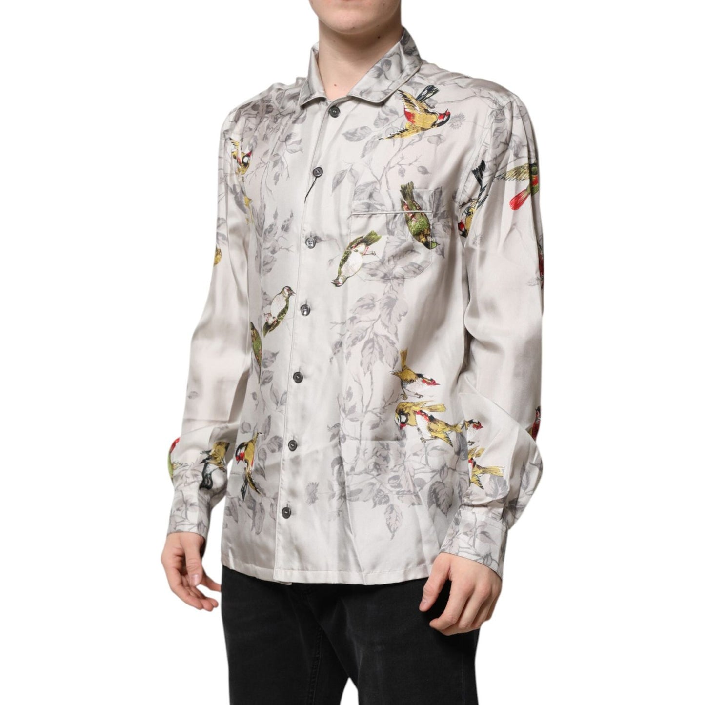 Dolce & Gabbana Multicolor Silk Printed Button Down Shirt TSH90447-4
