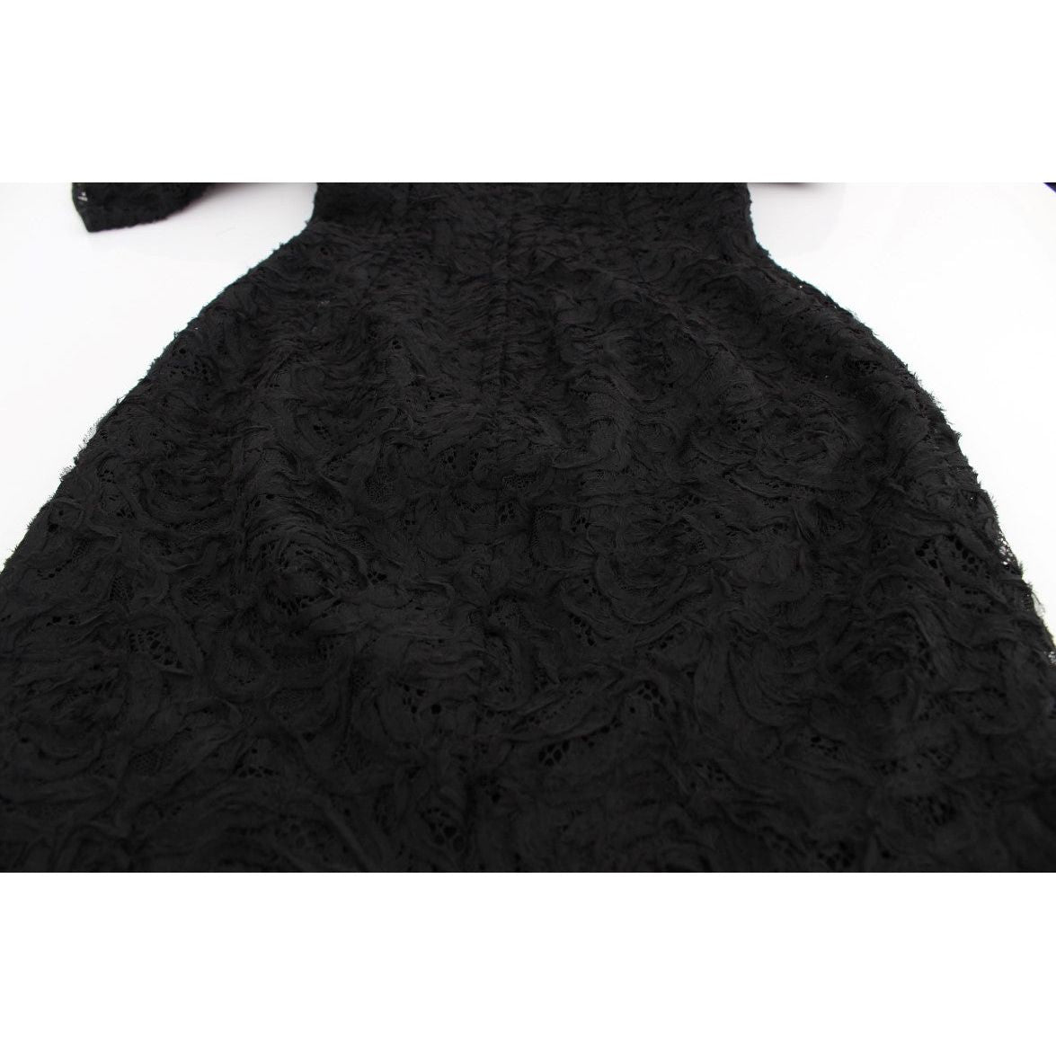 Dolce & Gabbana Elegant Black Floral Lace Maxi Dress Dolce & Gabbana Black