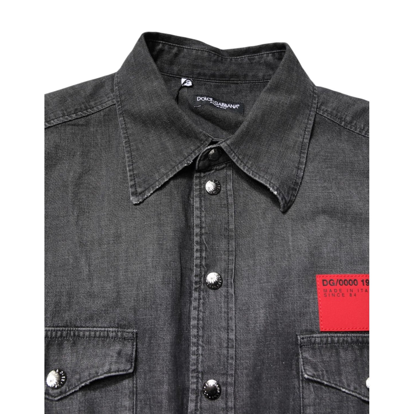 Dolce & Gabbana Gray Long Sleeves Button Down Denim Shirt TSH87765-41