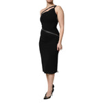 Dolce & Gabbana Black Viscose One Shoulder Zipper Sheath Dress DR281221-40