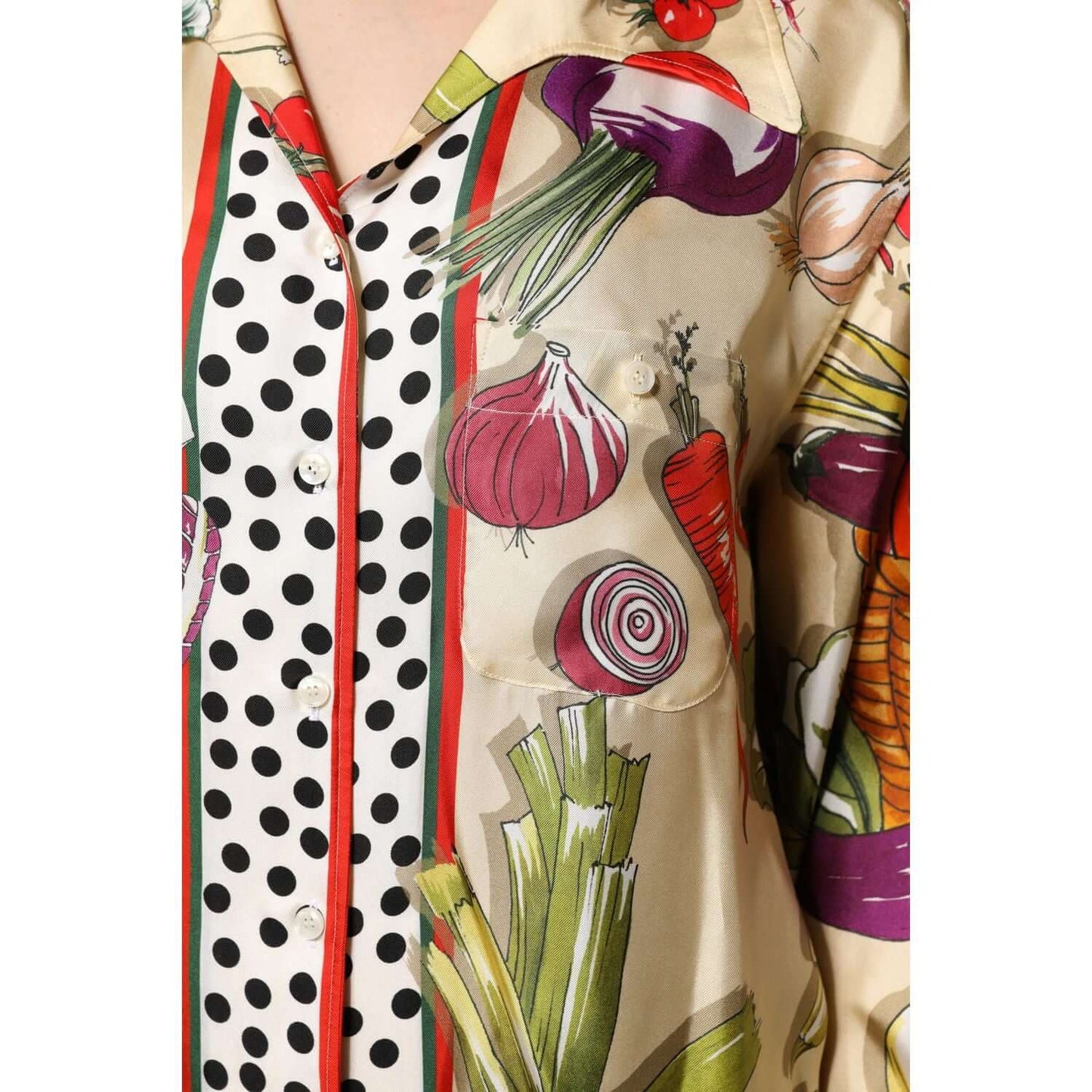 Dolce & Gabbana Multicolor Vegetables Silk Long Sleeves Top THS90402-38