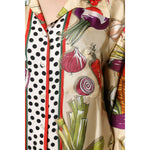Dolce & Gabbana Multicolor Vegetables Silk Long Sleeves Top THS90402-38