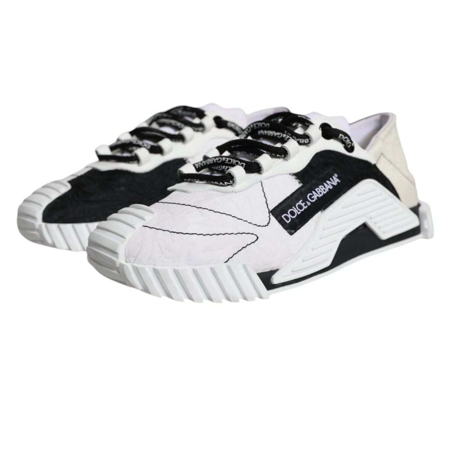 Dolce & Gabbana White Black Low Top NS1 Sneakers Shoes LA11821#4-37.5