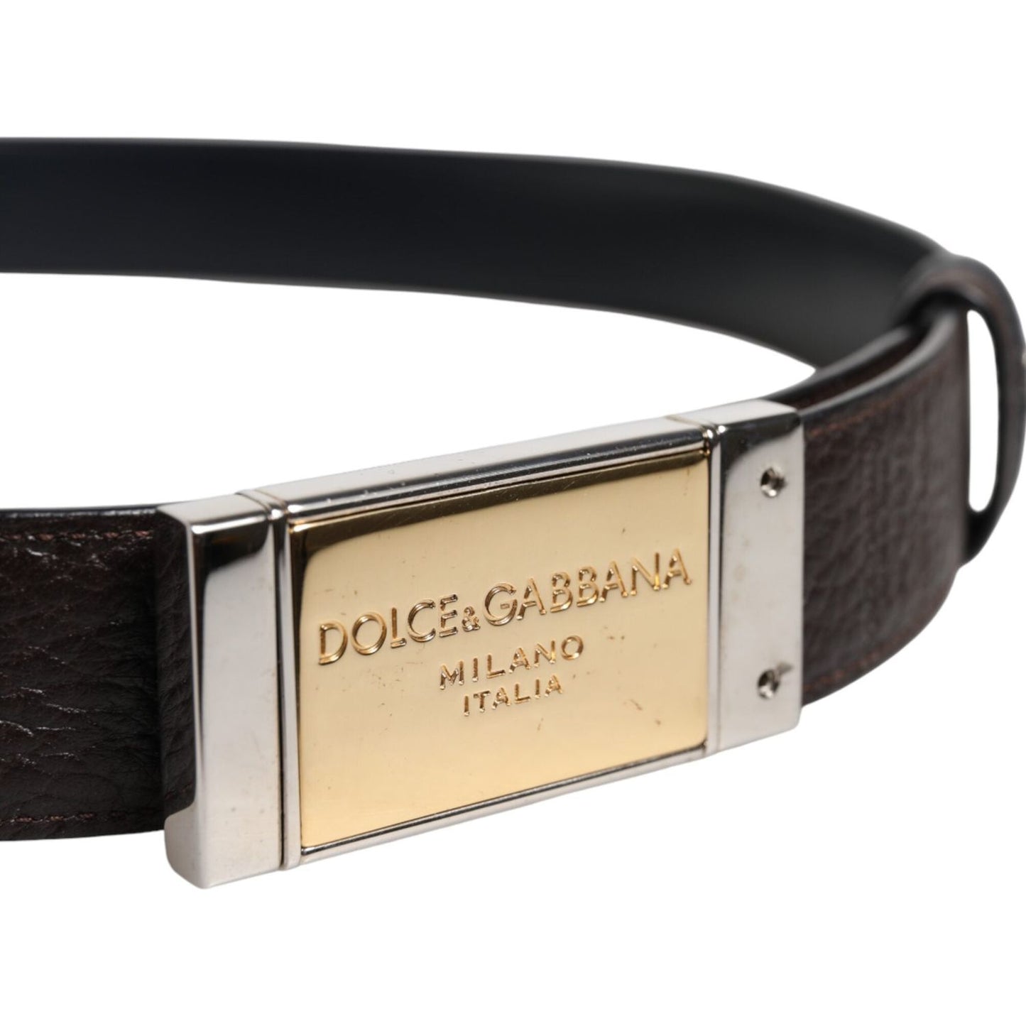 Dolce & Gabbana Black Blue Leather Gold Buckle Reversible Belt BEL9253-90