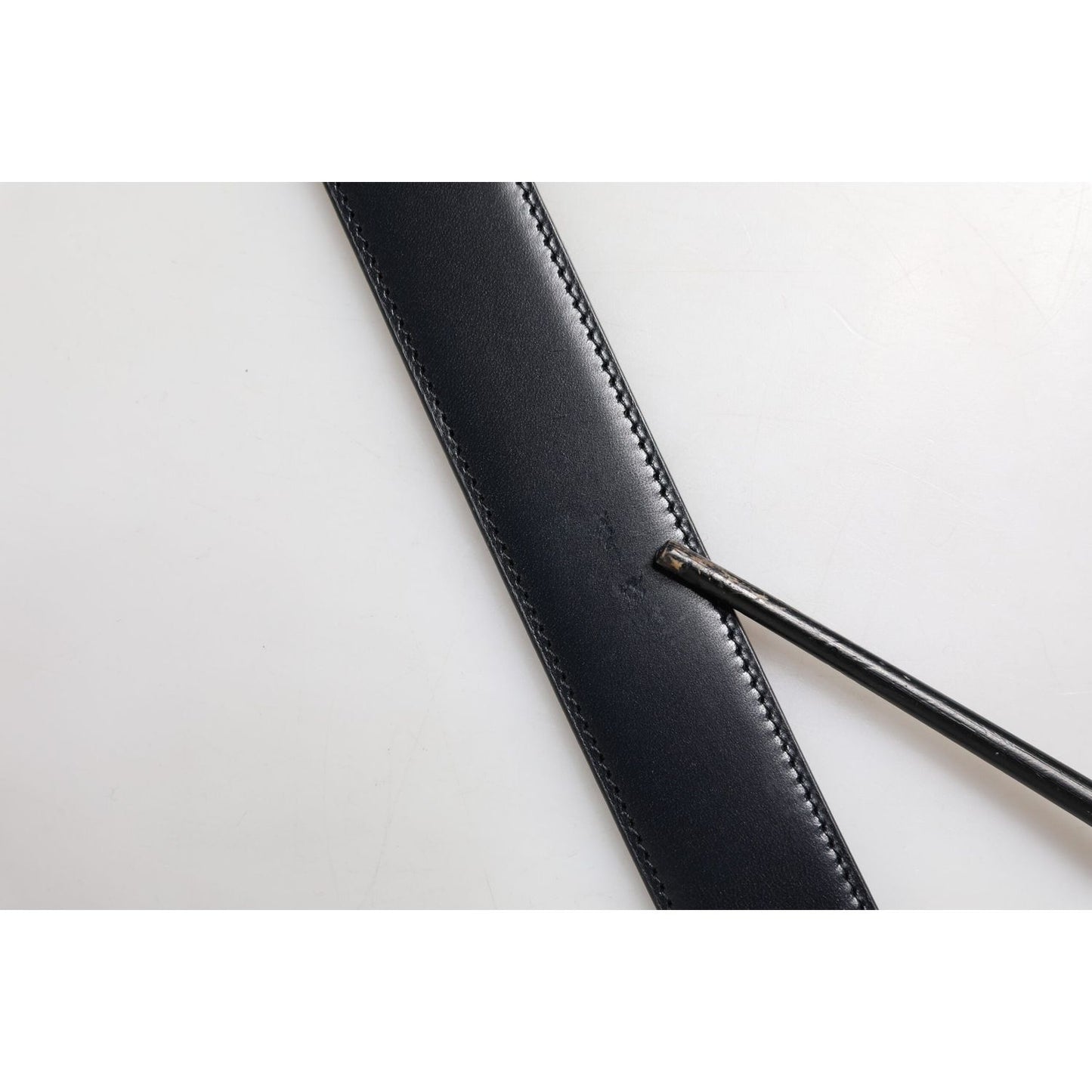 Dolce & Gabbana Black Blue Leather Gold Buckle Reversible Belt BEL9253-90
