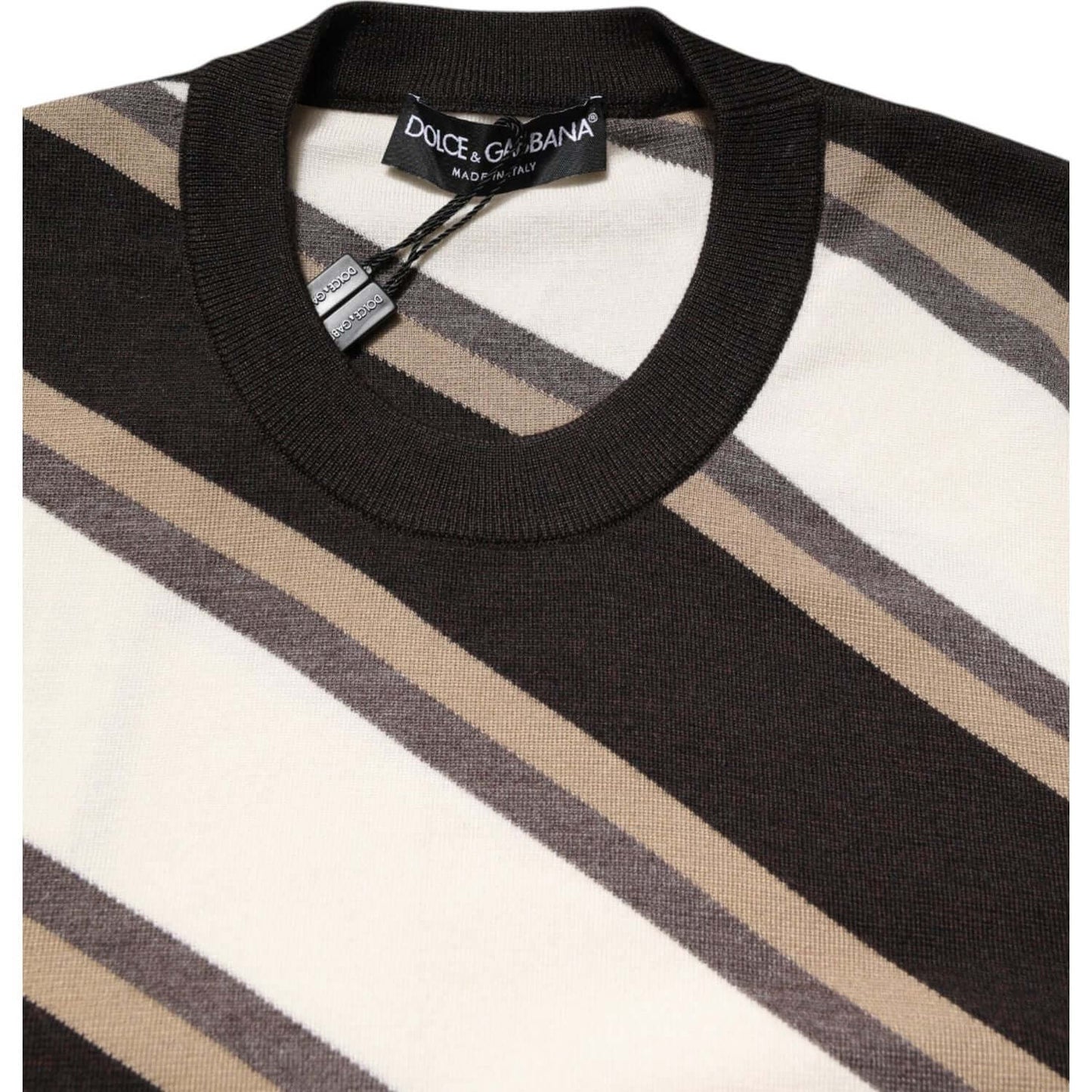 Dolce & Gabbana Multicolor Stripes Crew Neck Pullover Sweater TSH90522-48