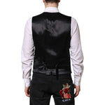 Dolce & Gabbana Black Gray Brocade Formal Men Waistcoat Vest TSH90466-48