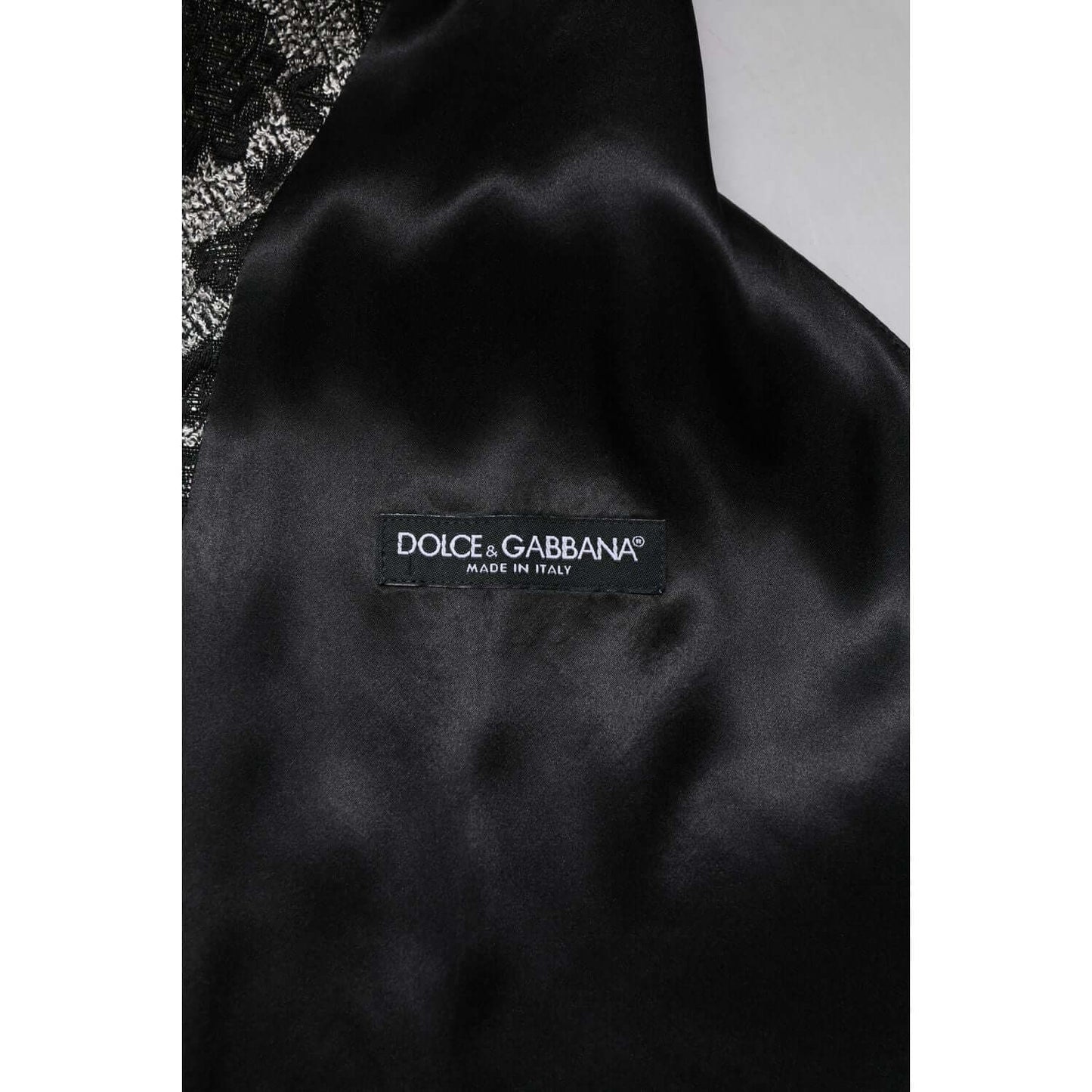 Dolce & Gabbana Black Gray Brocade Formal Men Waistcoat Vest TSH90466-48
