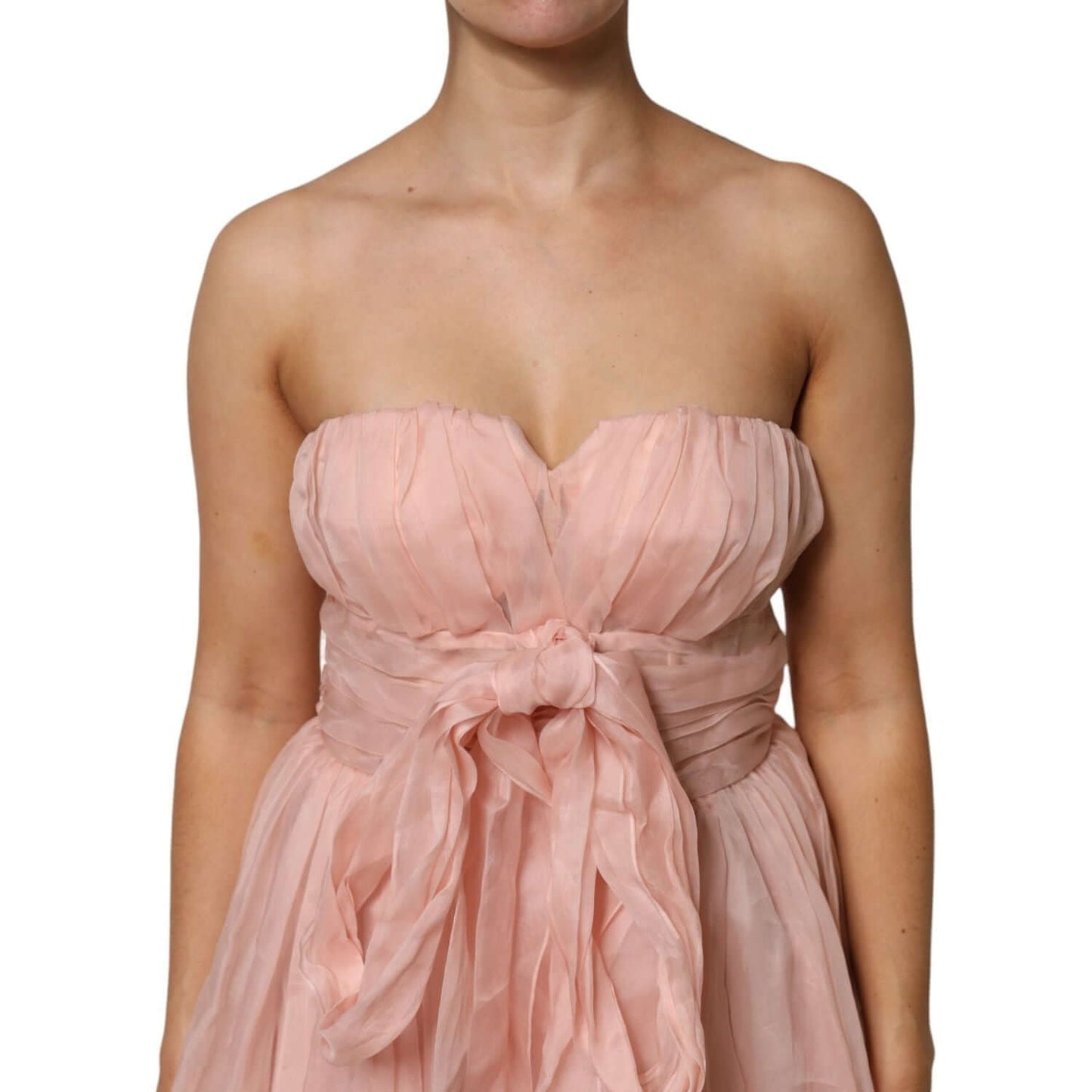 Dolce & Gabbana Pink Silk Chiffon A-line Pleated Midi Dress