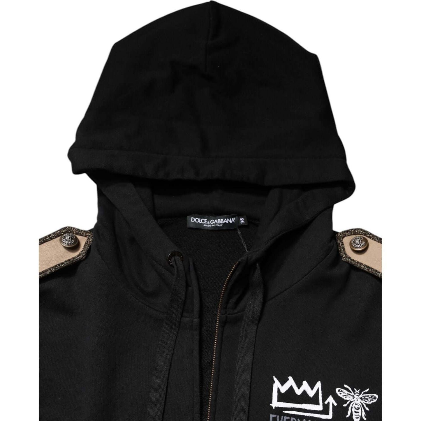 Dolce & Gabbana Black Logo Hooded Full Zip Sweatshirt Jacket JKT41297-38