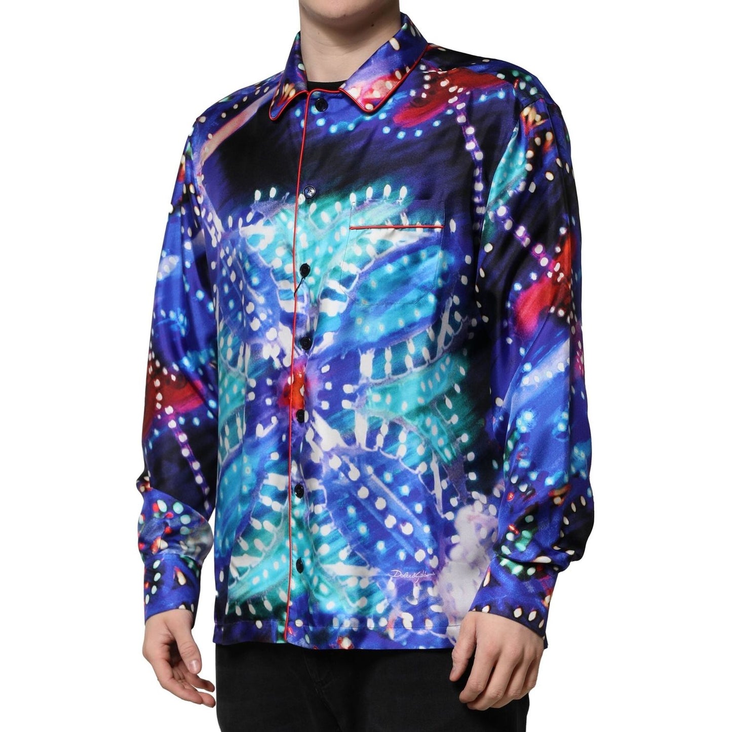Dolce & Gabbana Multicolor Printed Silk Lounge Casual Shirt TSH90483-37