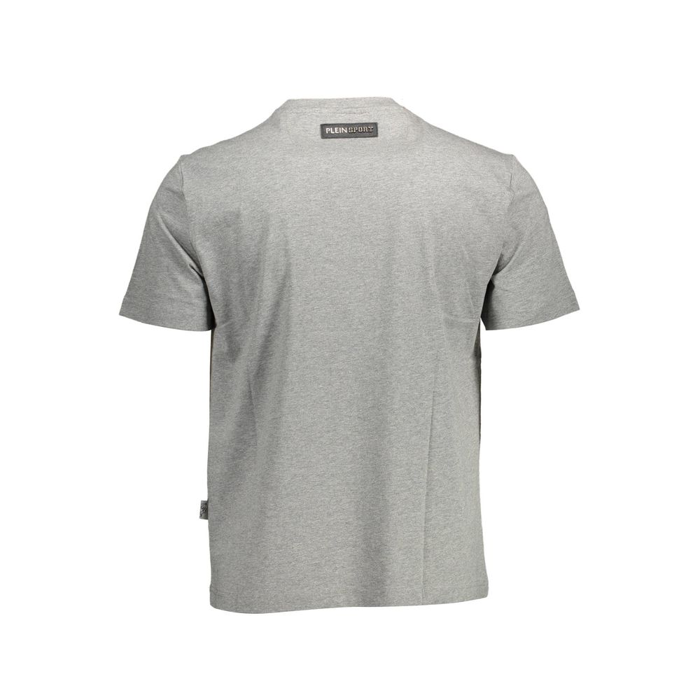 Back view of Plein Sport Brown Cotton Men T-Shirt with logo detailing, featuring short sleeves and crew neck design.