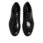 Dolce & Gabbana Black Leather Derby Wingtip Formal Shoes MV7256-41