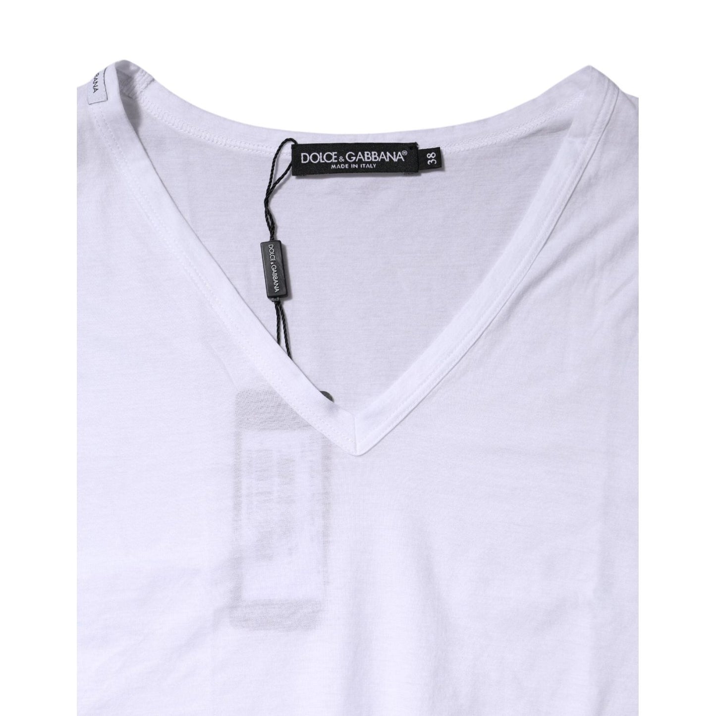 Dolce & Gabbana White Cotton Short Sleeves V-Neck Top T-shirt