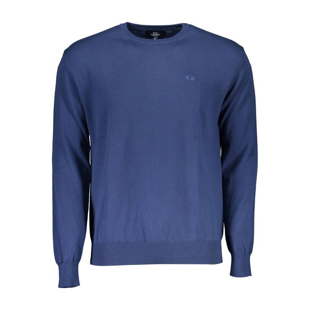 La Martina Blue Cotton Men Sweater