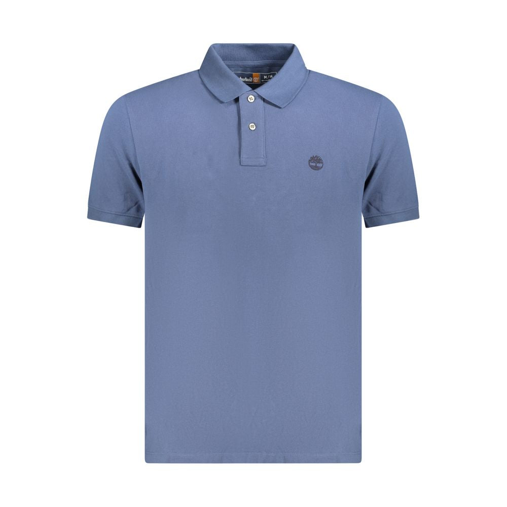 Timberland Blue Cotton Polo Shirt with short sleeves, regular fit, two buttons, and logo embroidery. Ideal for casual wear.