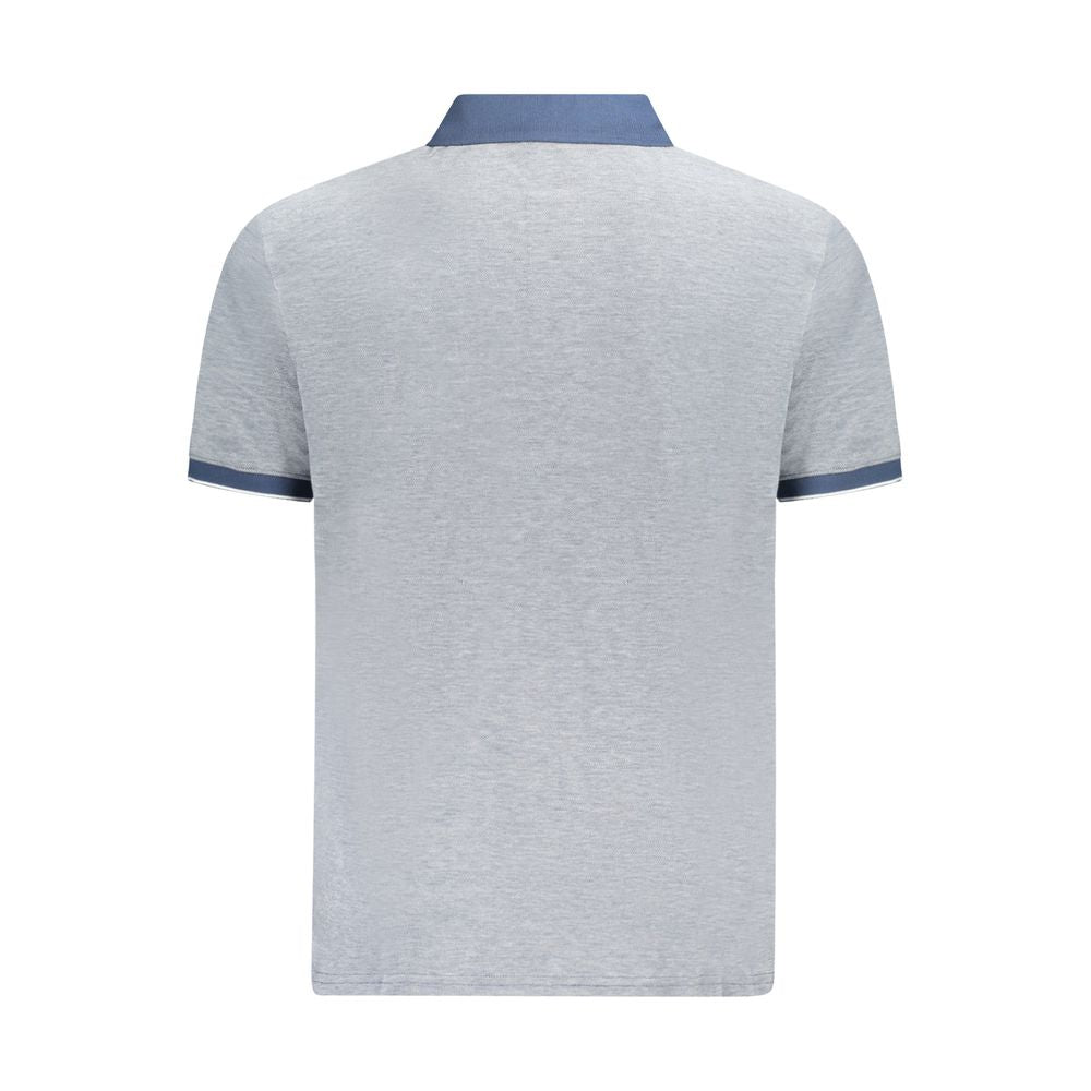 Back view of Timberland Blue Cotton Polo Shirt with short sleeves, regular fit, and contrasting details.