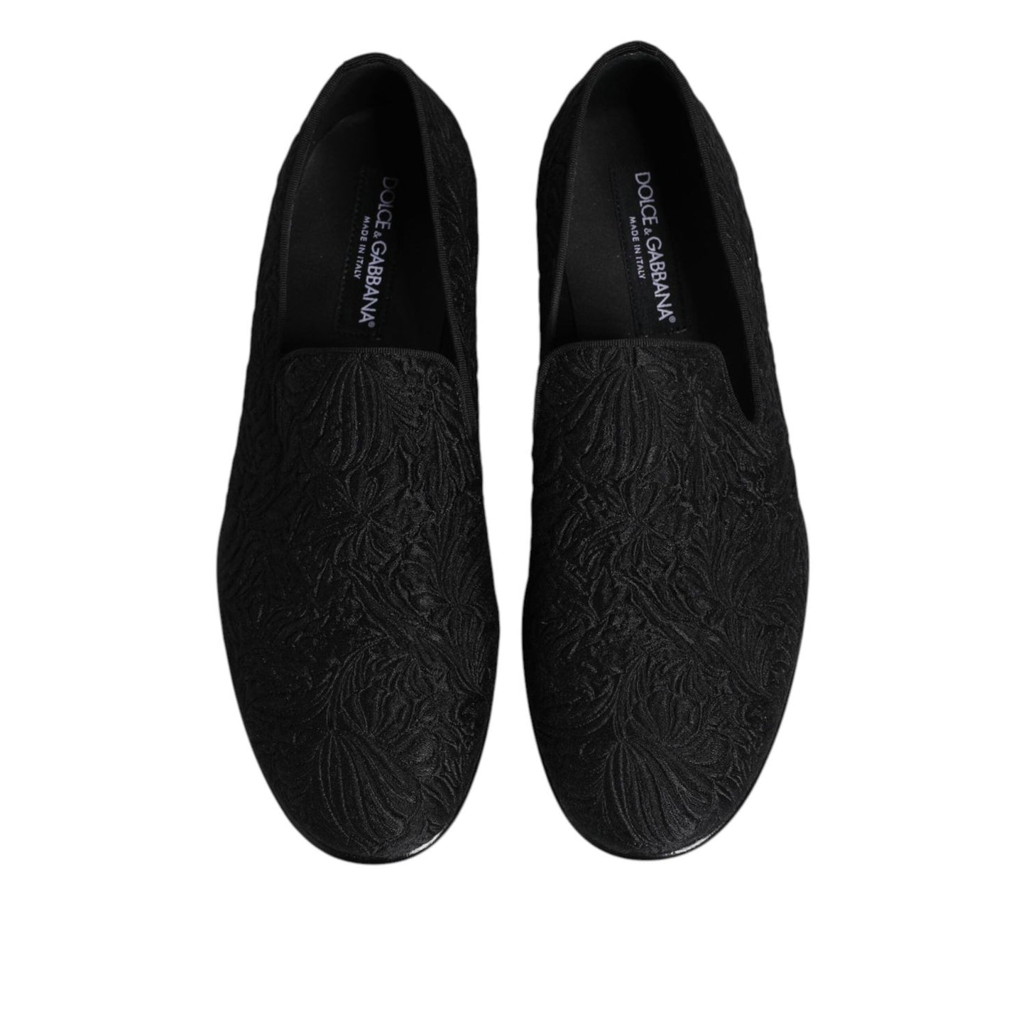 Dolce & Gabbana Black Jacquard Slip On Loafers Formal Shoes MV7341-40