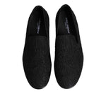 Dolce & Gabbana Black Jacquard Slip On Loafers Formal Shoes MV7341-40
