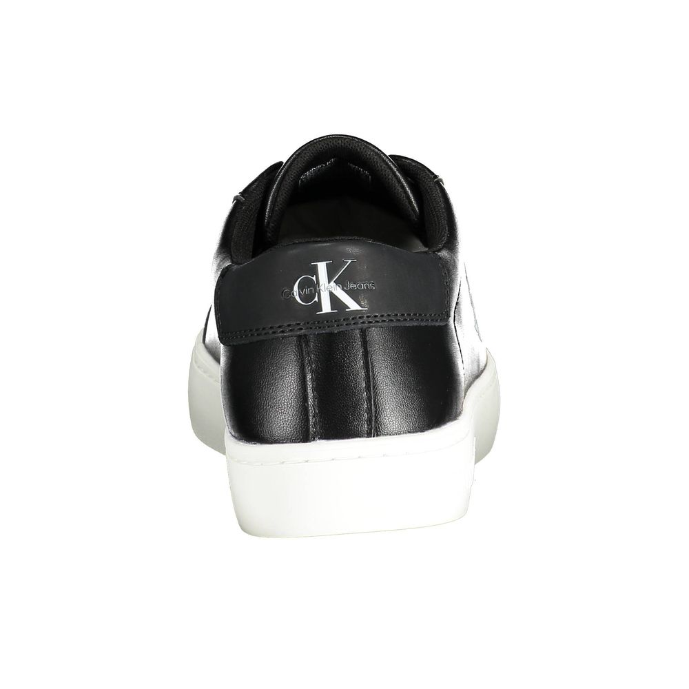 Back view of Blauer Black Leather Men Sneaker with CK logo, featuring stylish design and contrasting details for fashion-forward individuals.