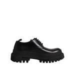Dolce & Gabbana Black Leather Lace Up Derby Men Dress Shoes MV7296-39