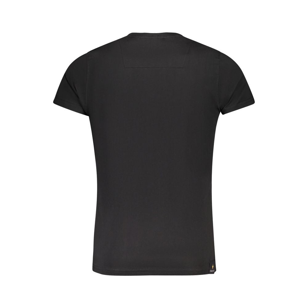 Back view of Accademia Militare Black Cotton T-Shirt with short sleeves and crew neck design.
