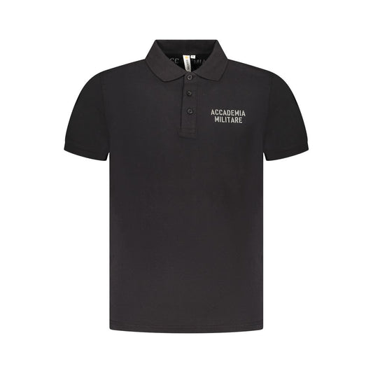 Accademia Militare Black Cotton Polo Shirt