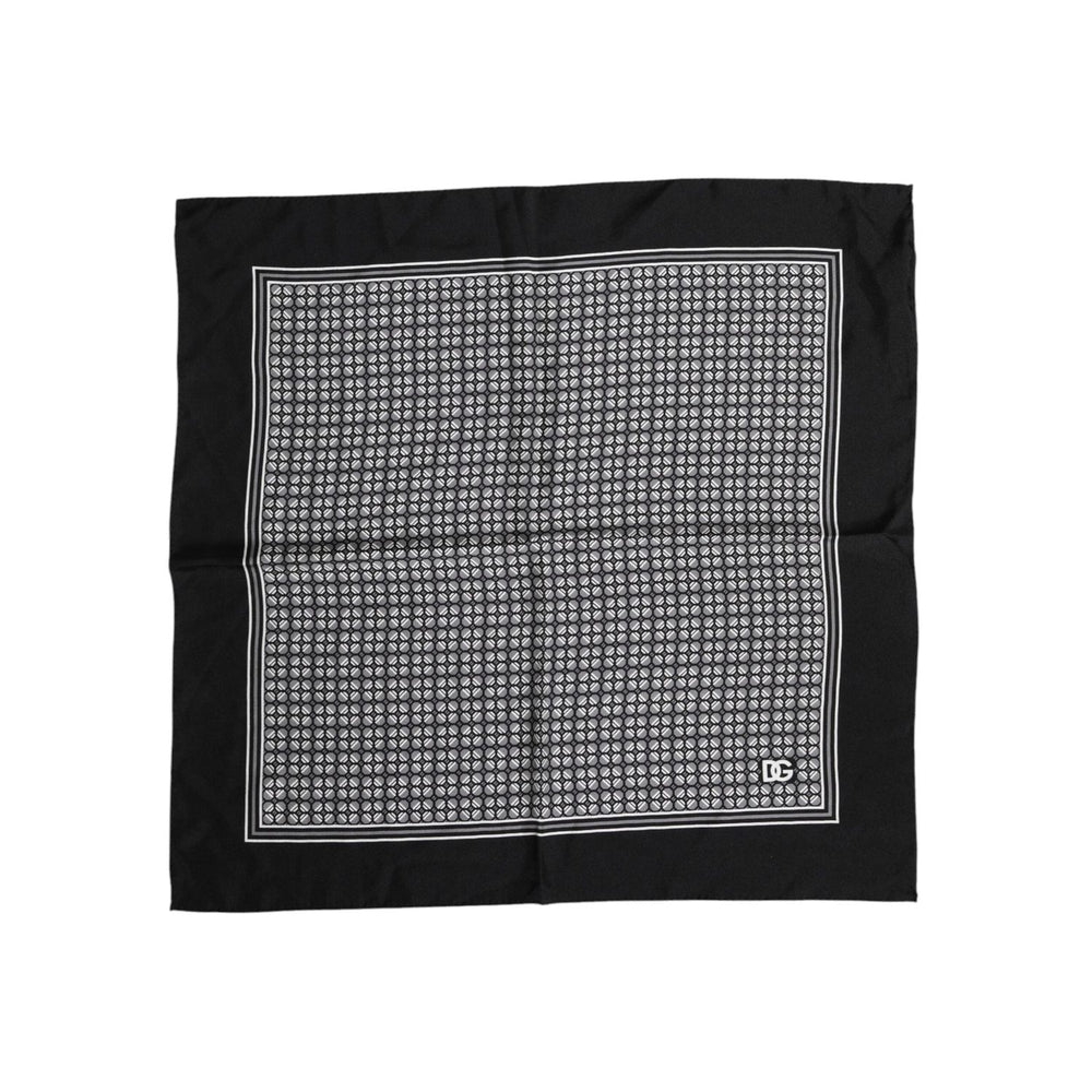Dolce & Gabbana Black White Patterned Square Foulard Scarf MS7228