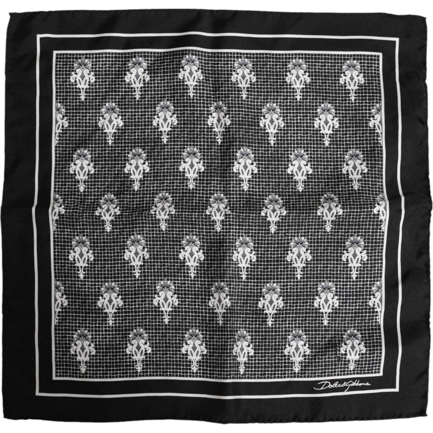 Dolce & Gabbana Black White Printed Square Foulard Scarf